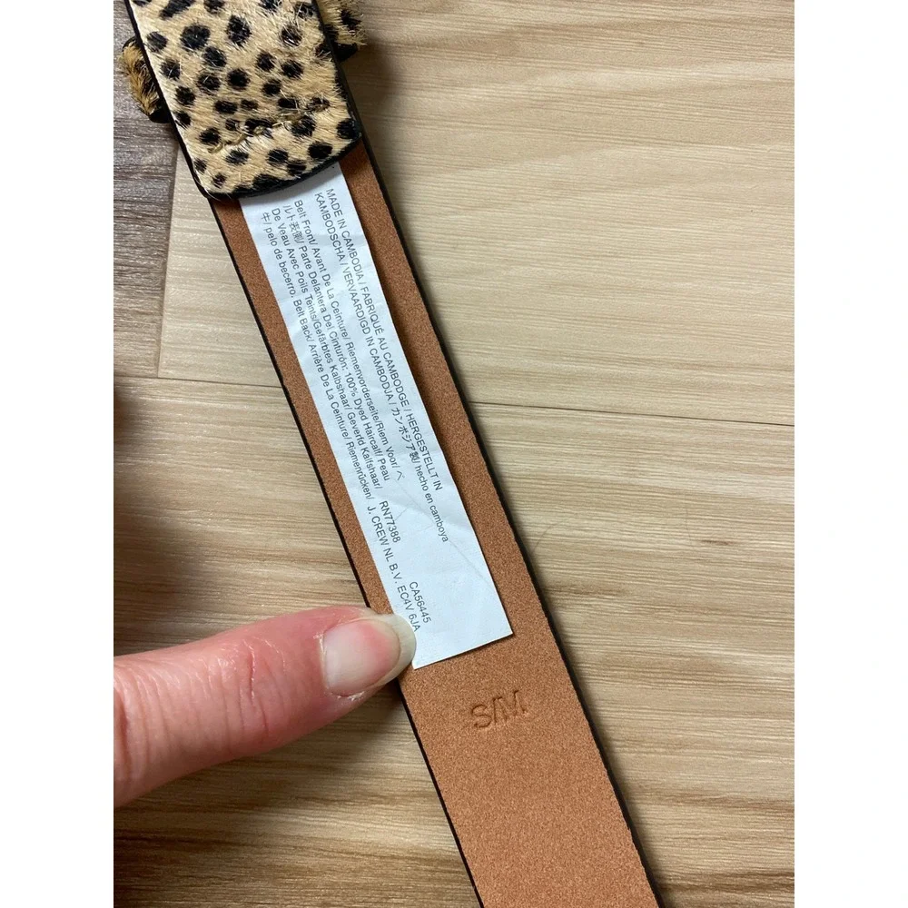 J. Crew Womens Leopard Print Calf Hair Leather Belt Gold Buckle AH687 S/M - Picture 5 of 6